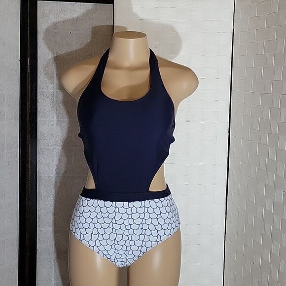 GABI NAVY SCALE PRINT ONE-PIECE SWIMSUIT - Picture 3 of 15